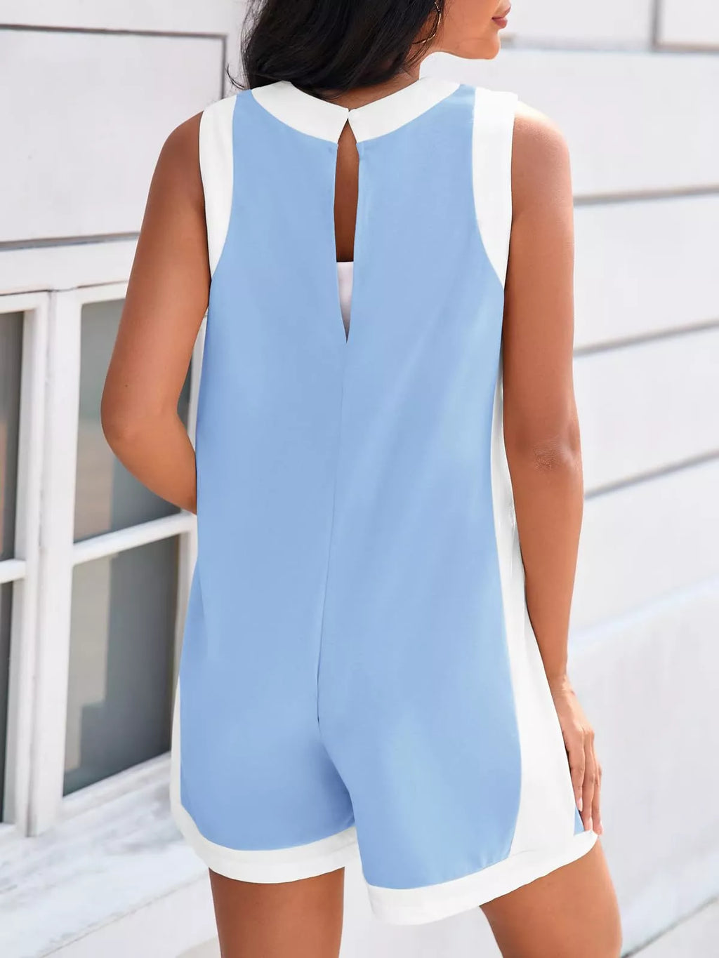 Contrast Trim Sleeveless Romper