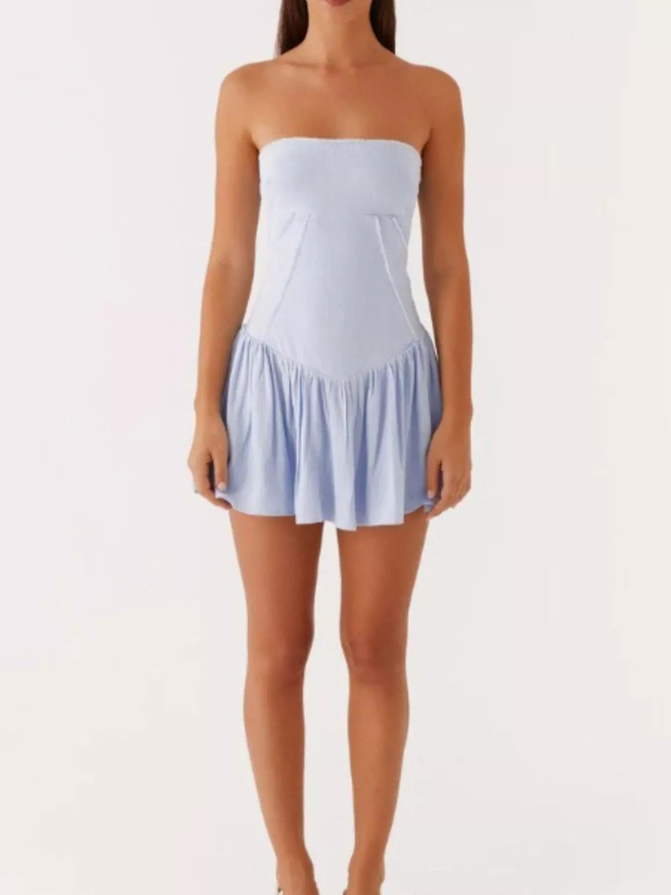 Lace Up Back Tube Dress