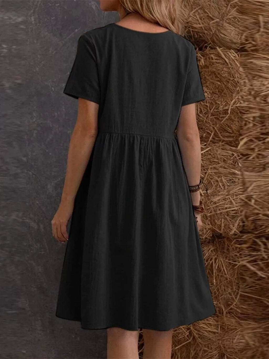 Full Size Casual Loose Fit Tiered Ruffle Hem Dress Plus Size
