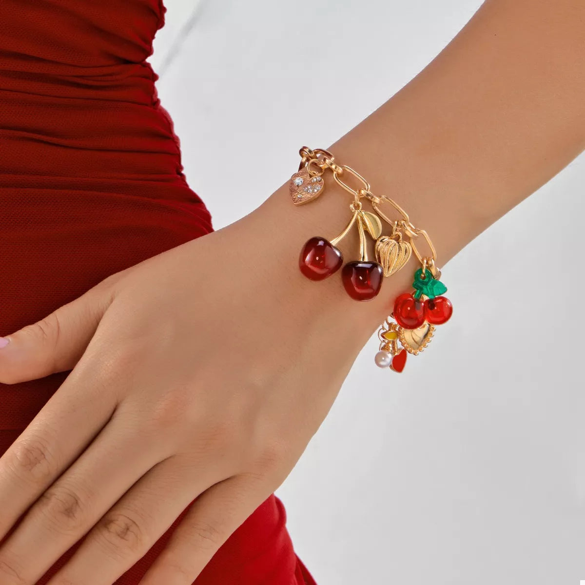 18K Gold-Plated Cherry Charm Bracelet
