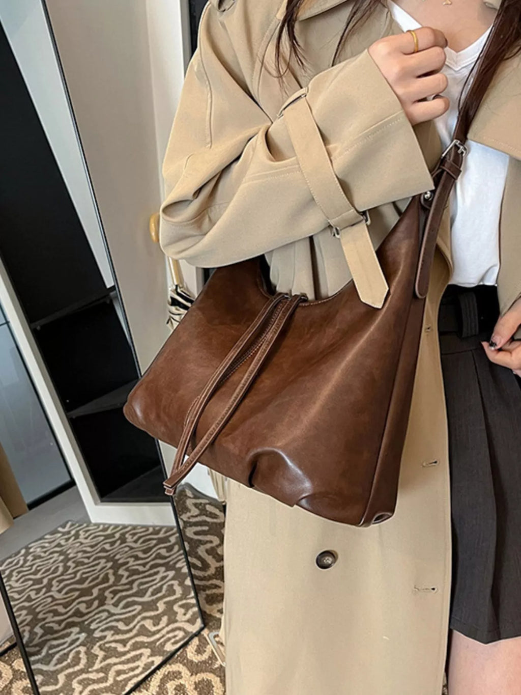Vintage Style Leather Shoulder Bag