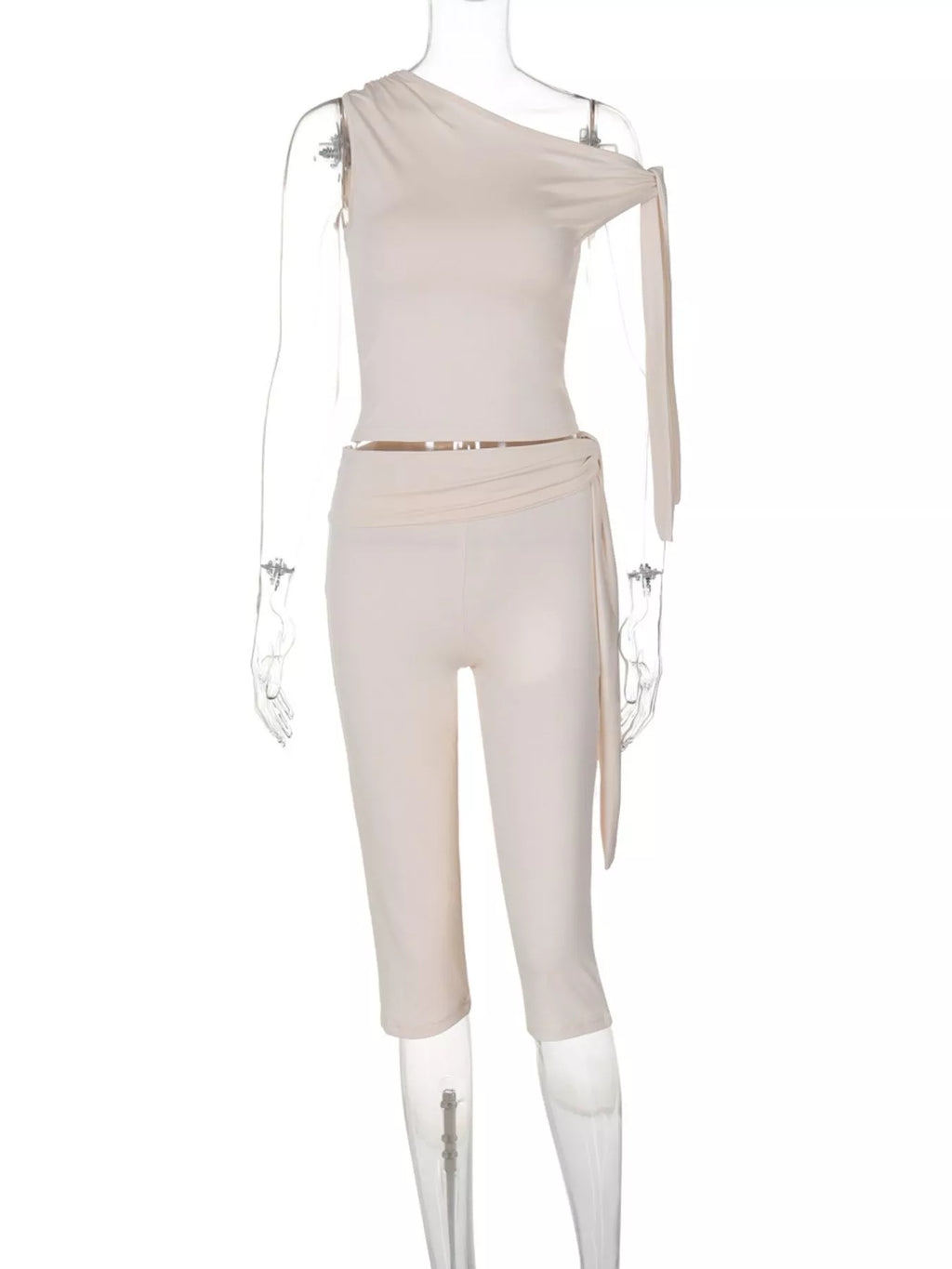 Asymmetrical One-Shoulder Top and Capris Set