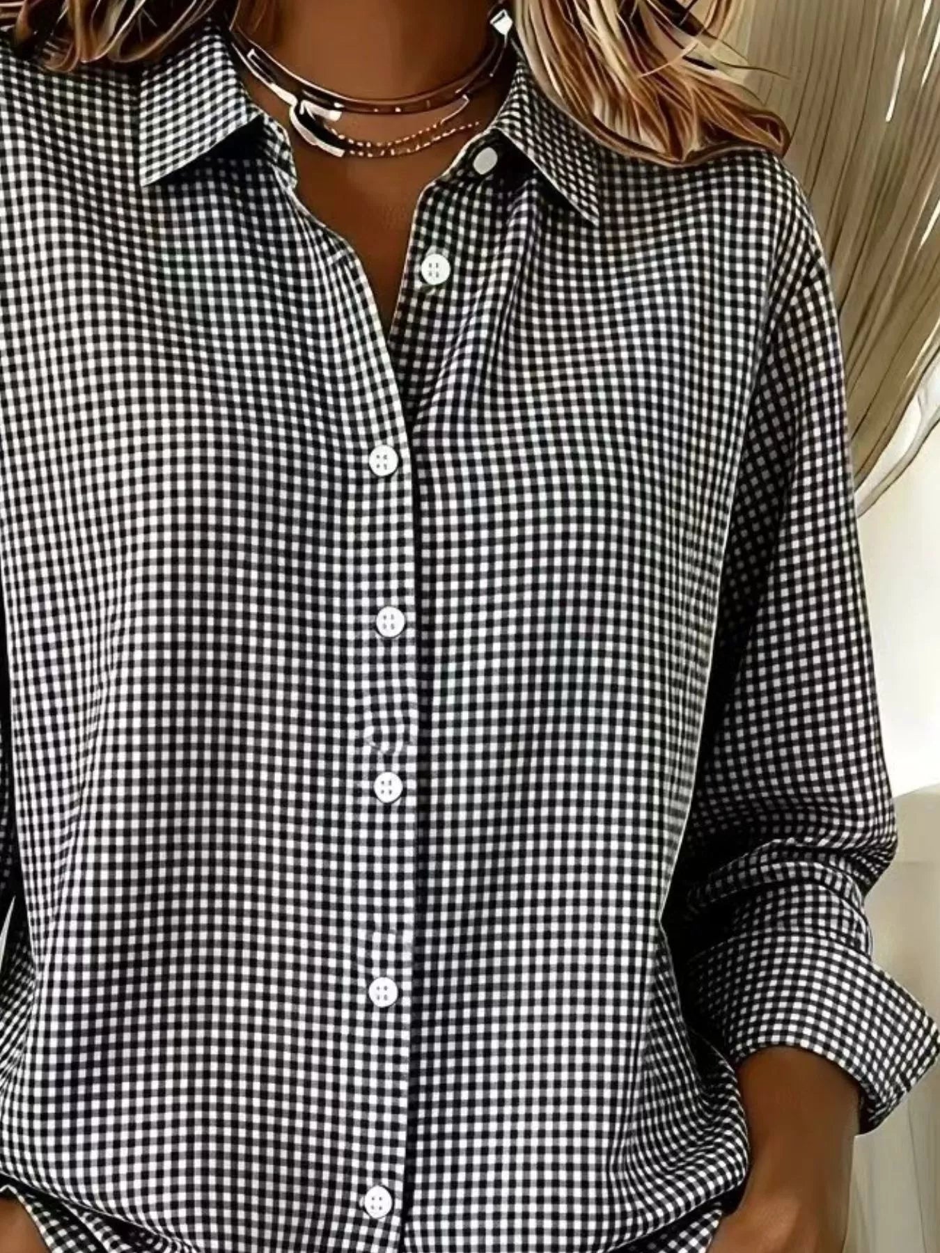 Full Size Plaid Button Up Long Sleeve Shirt Plus Size