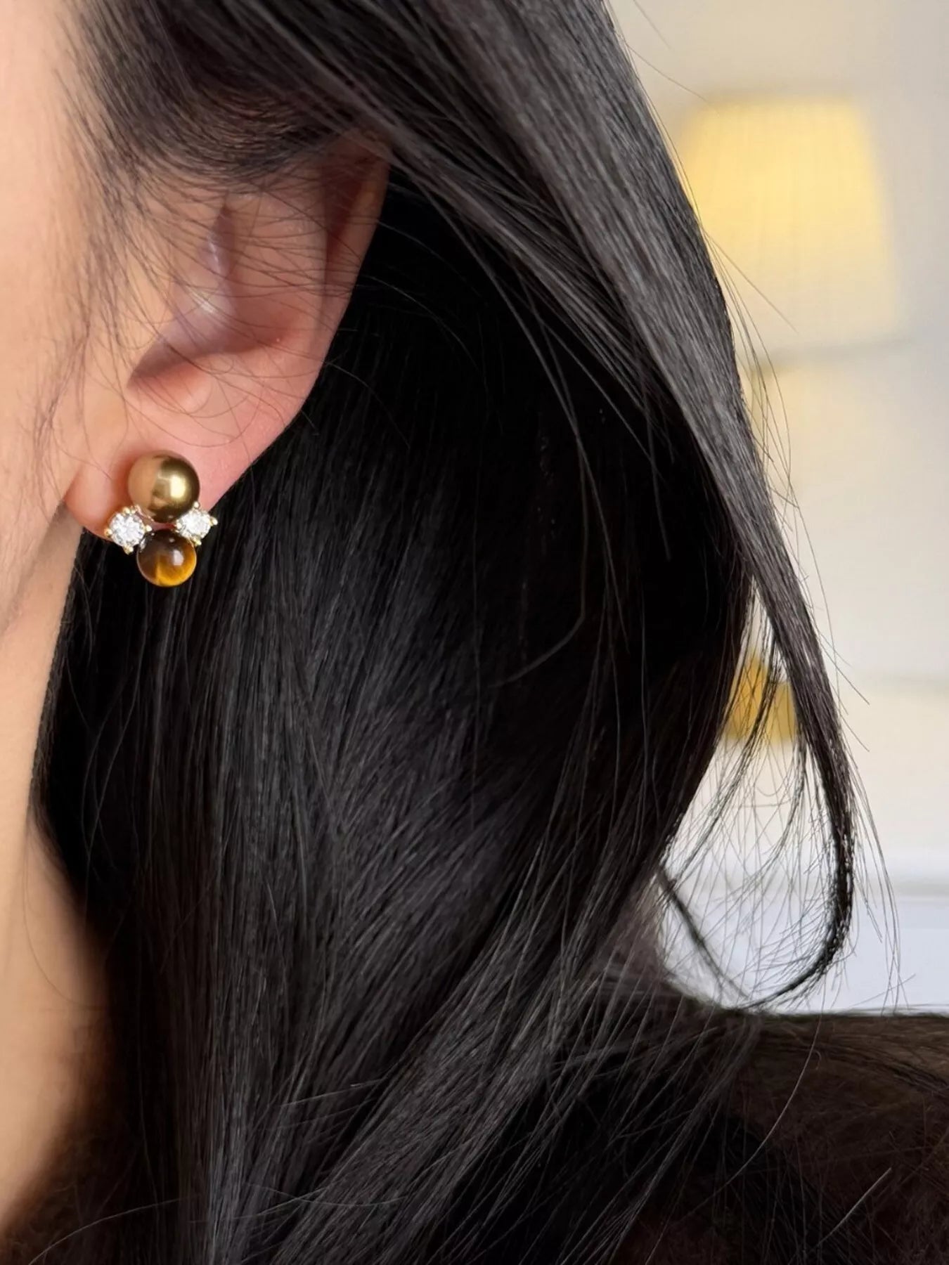 Tiger Eye Stud Earrings