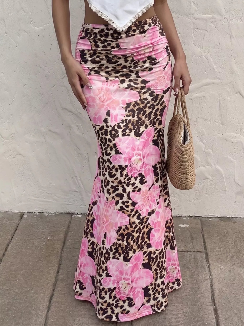 Leopard Print Bodycon Maxi Skirt