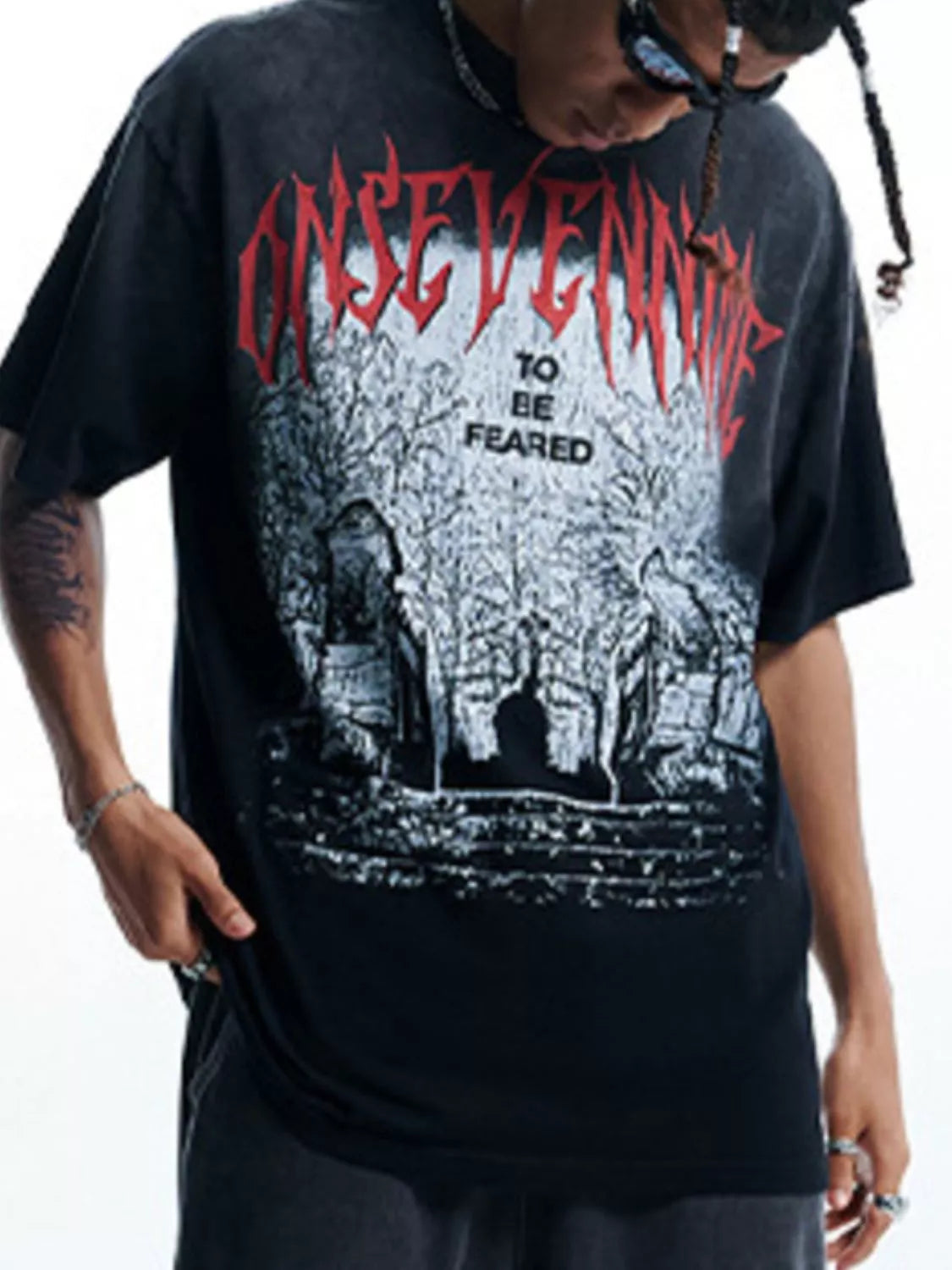 Men's Halloween Washed Round Neck Graphic T-Shirt
