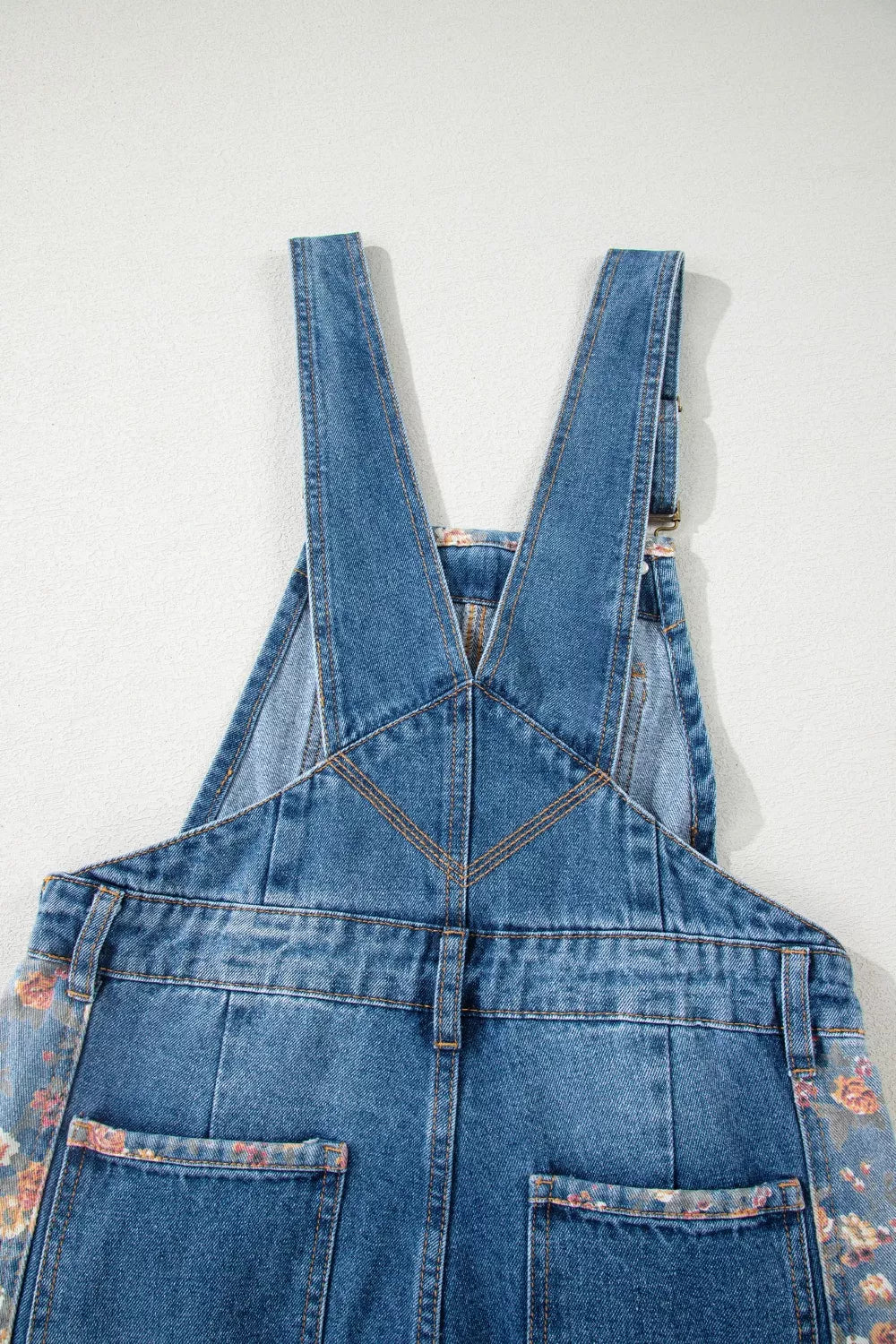 Vintage Rose Printed Pleated Loose Denim Overall