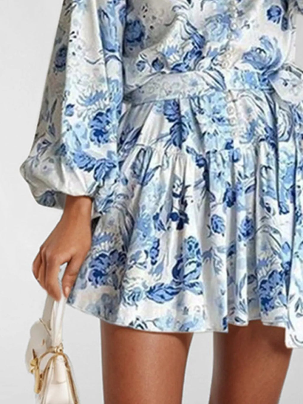 Full Size Floral Print Tie Waist Mini Dress Plus Size
