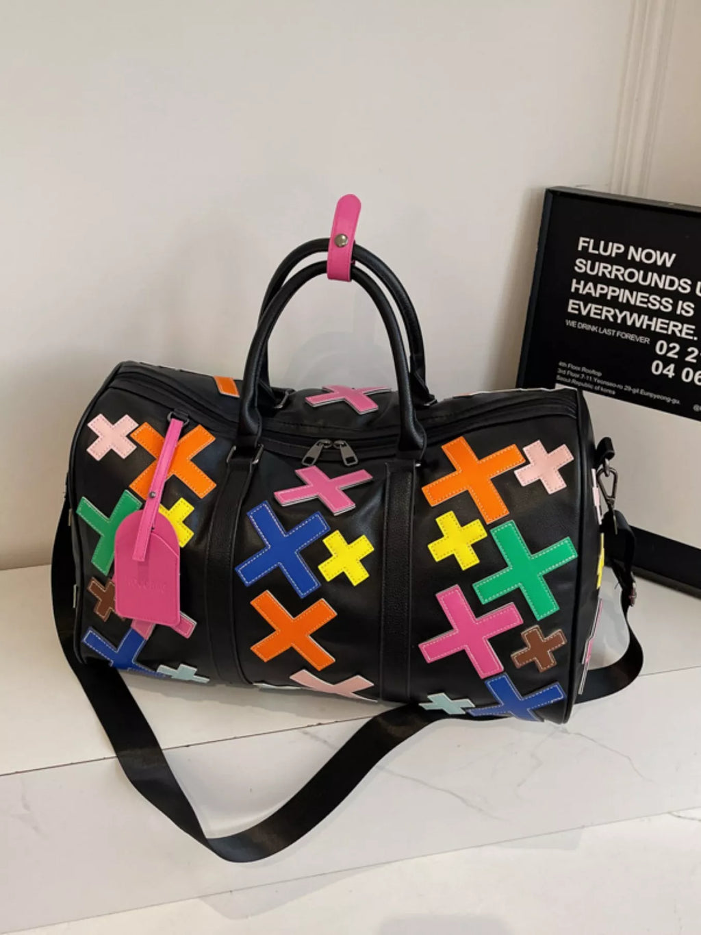 Colorful Cross Pattern Travel Duffel Bag