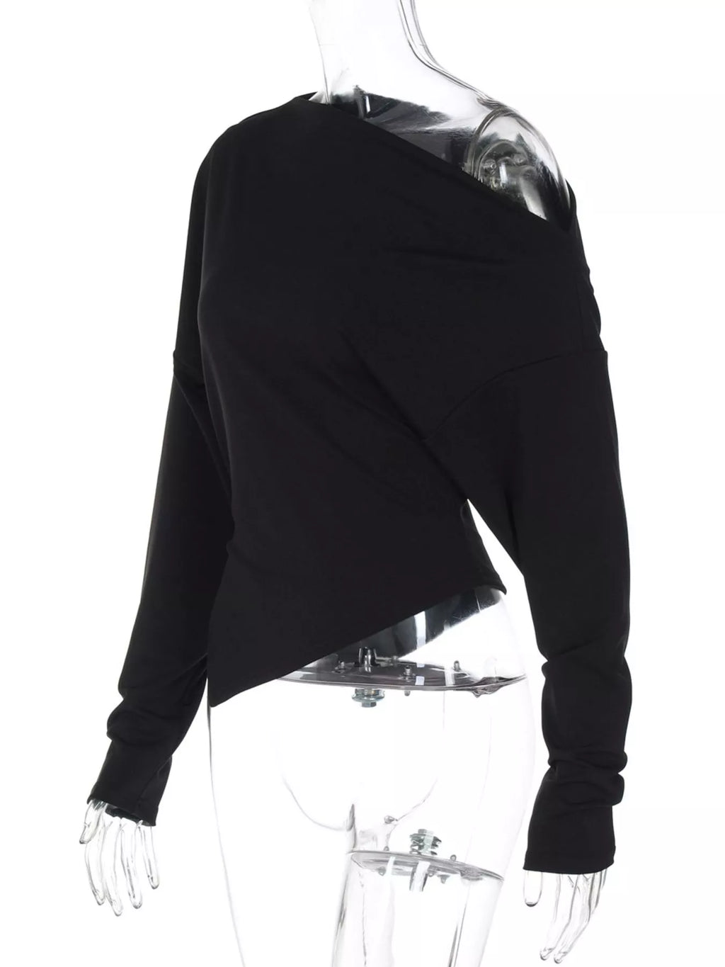 Asymmetrical Off-Shoulder Long Sleeve T-Shirt