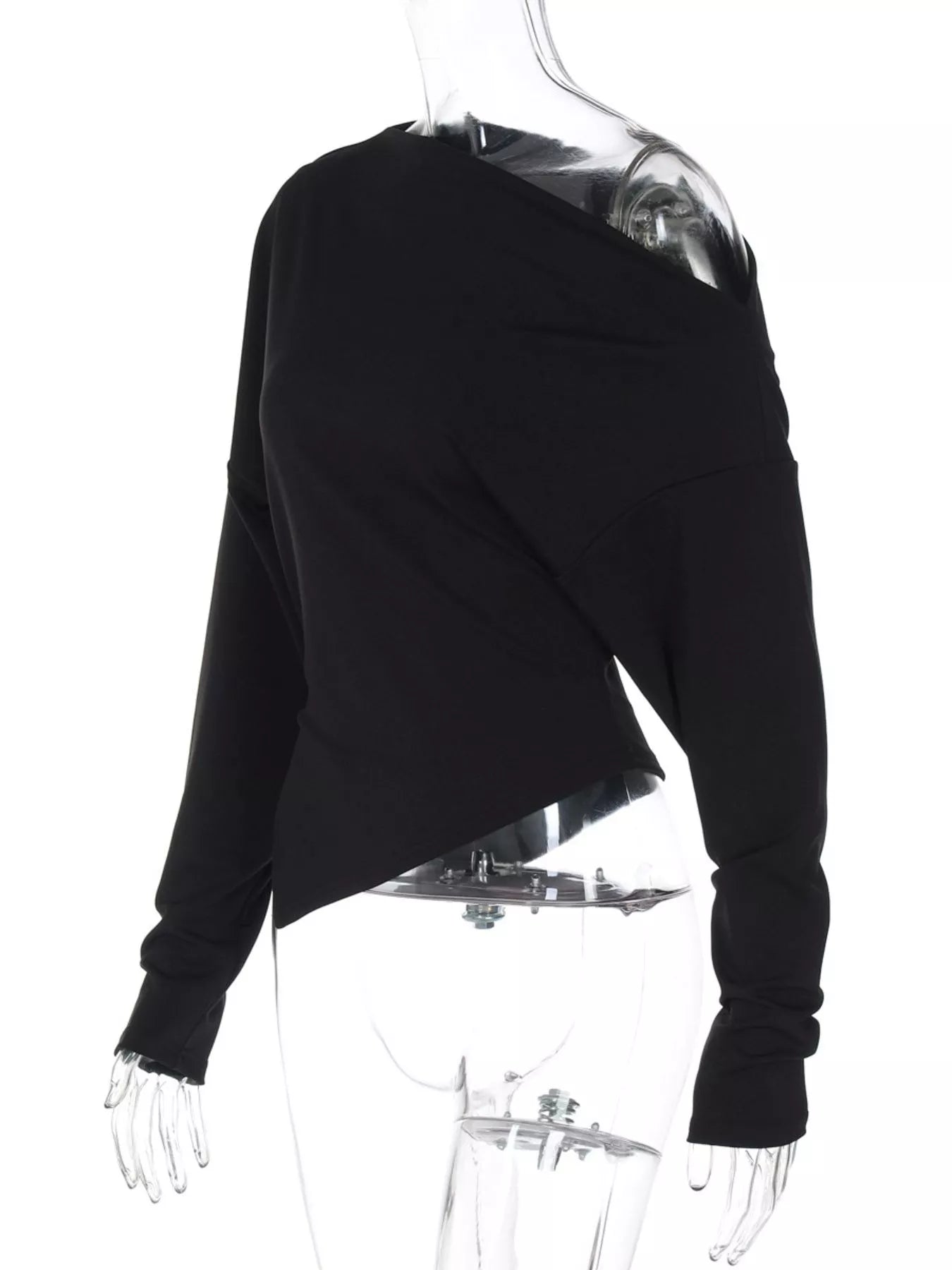 Asymmetrical Off-Shoulder Long Sleeve T-Shirt