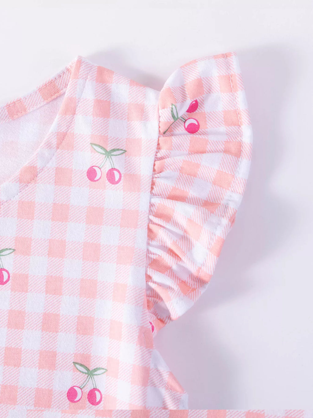 Children's Cherry Gingham Ruffle Sleeve Dress