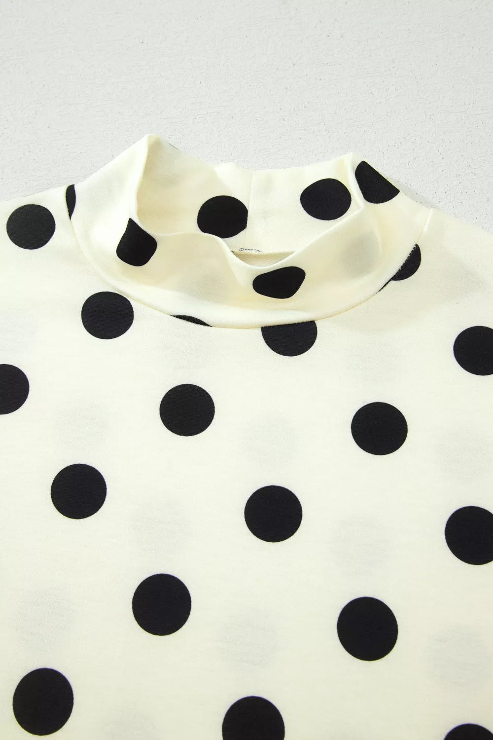 Polka Dot Print High Neck Dolman Top