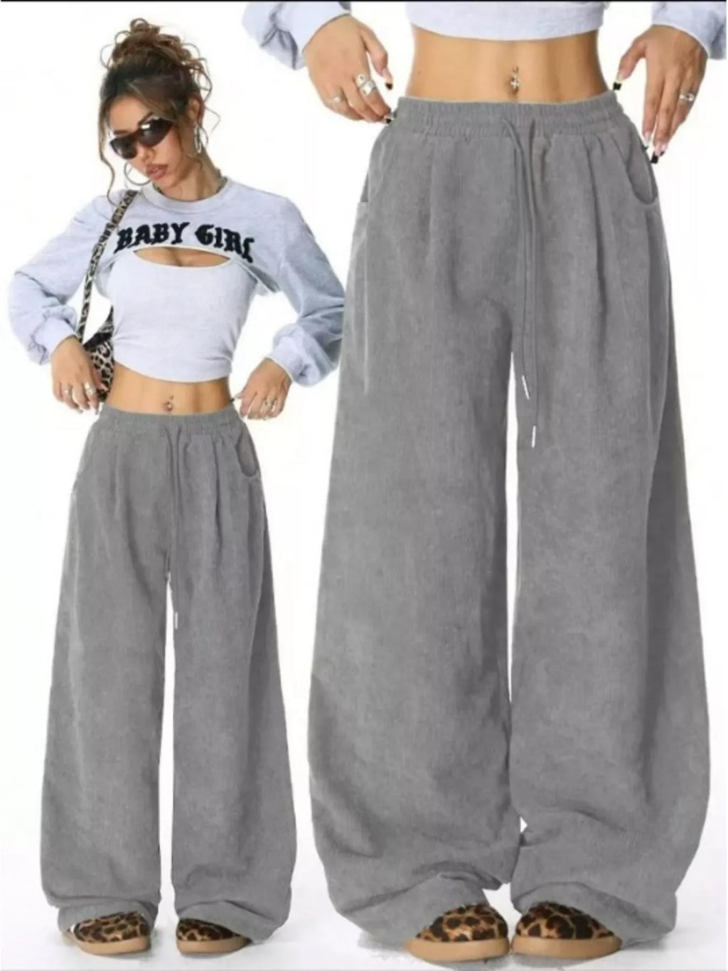 Casual Corduroy Wide Leg Pants