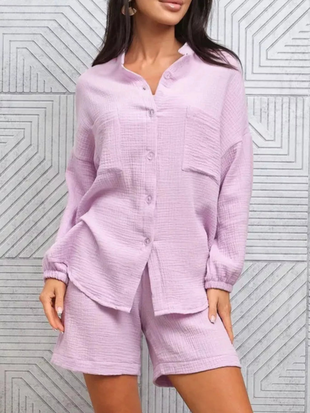 Button-Down Shirt and Shorts Set
