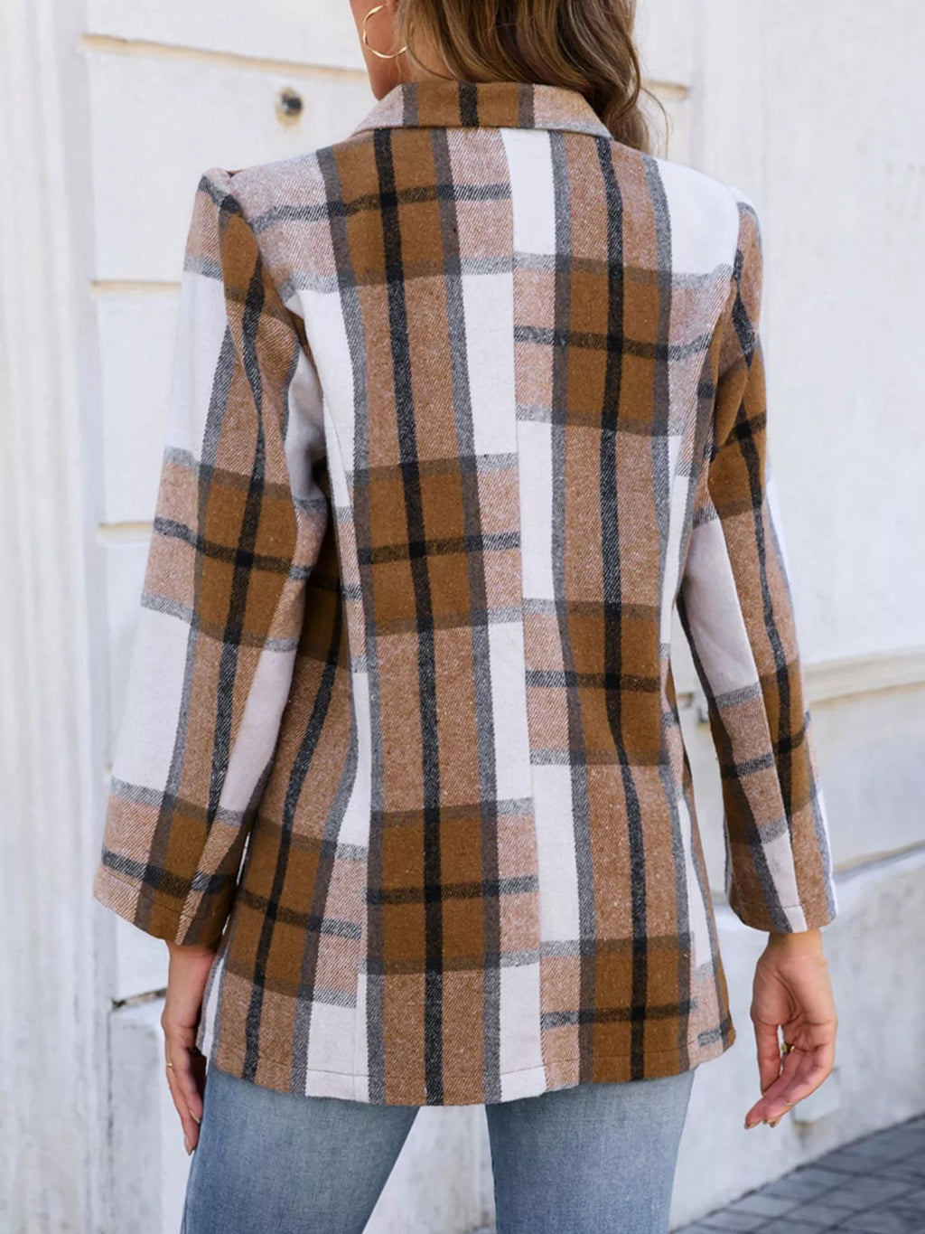 Plaid Double-Breasted Blazer