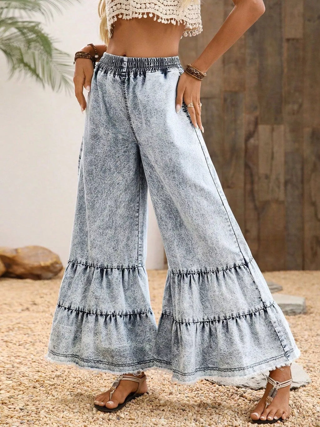 Raw Hem Flare Jeans