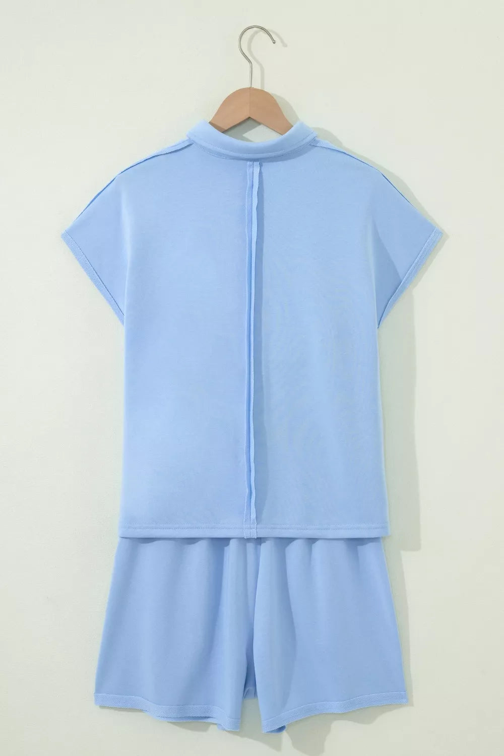 Casual Polo Collar Sleeveless Top and Shorts Set