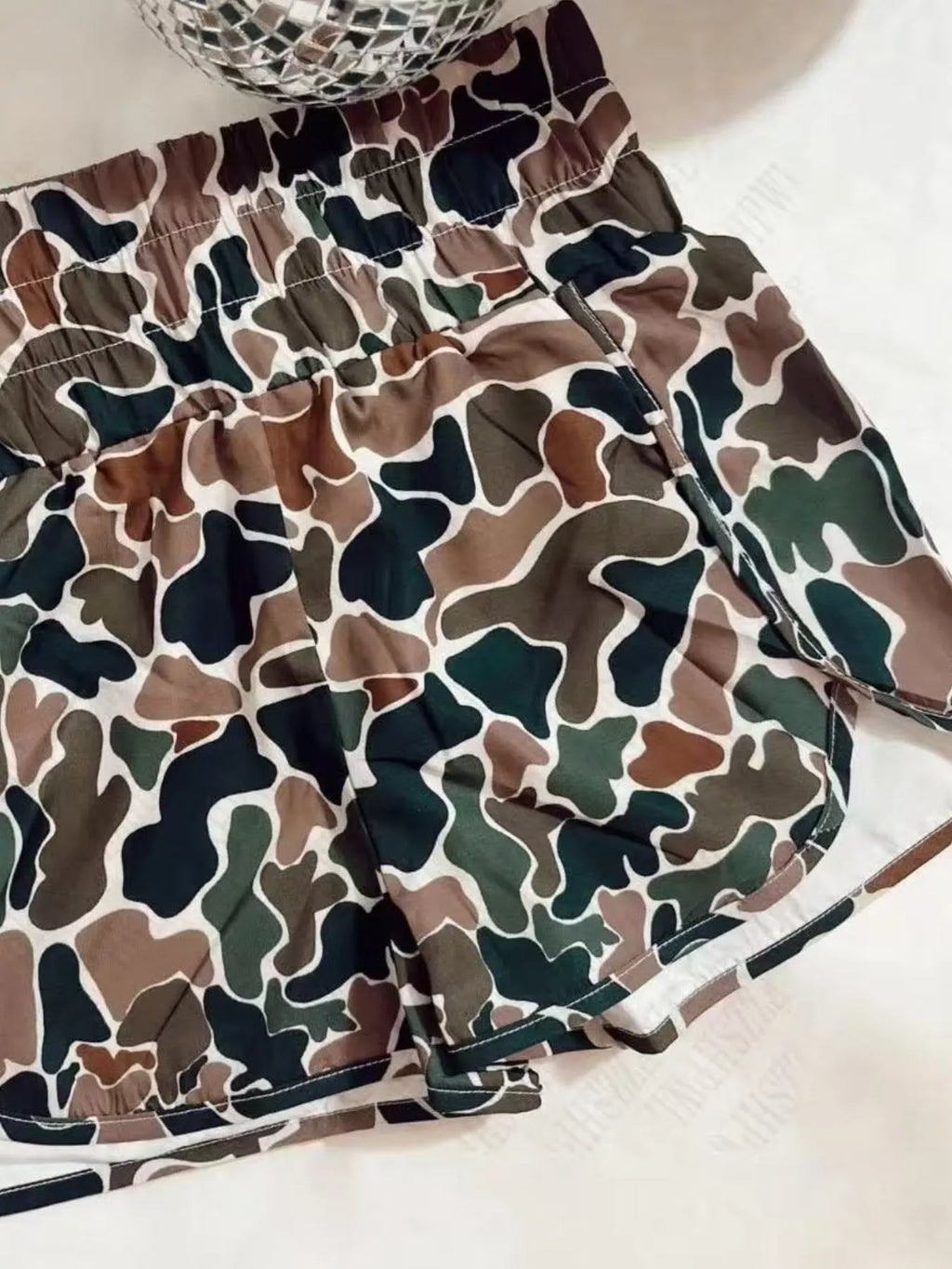 Camo Print Elastic Waist Shorts