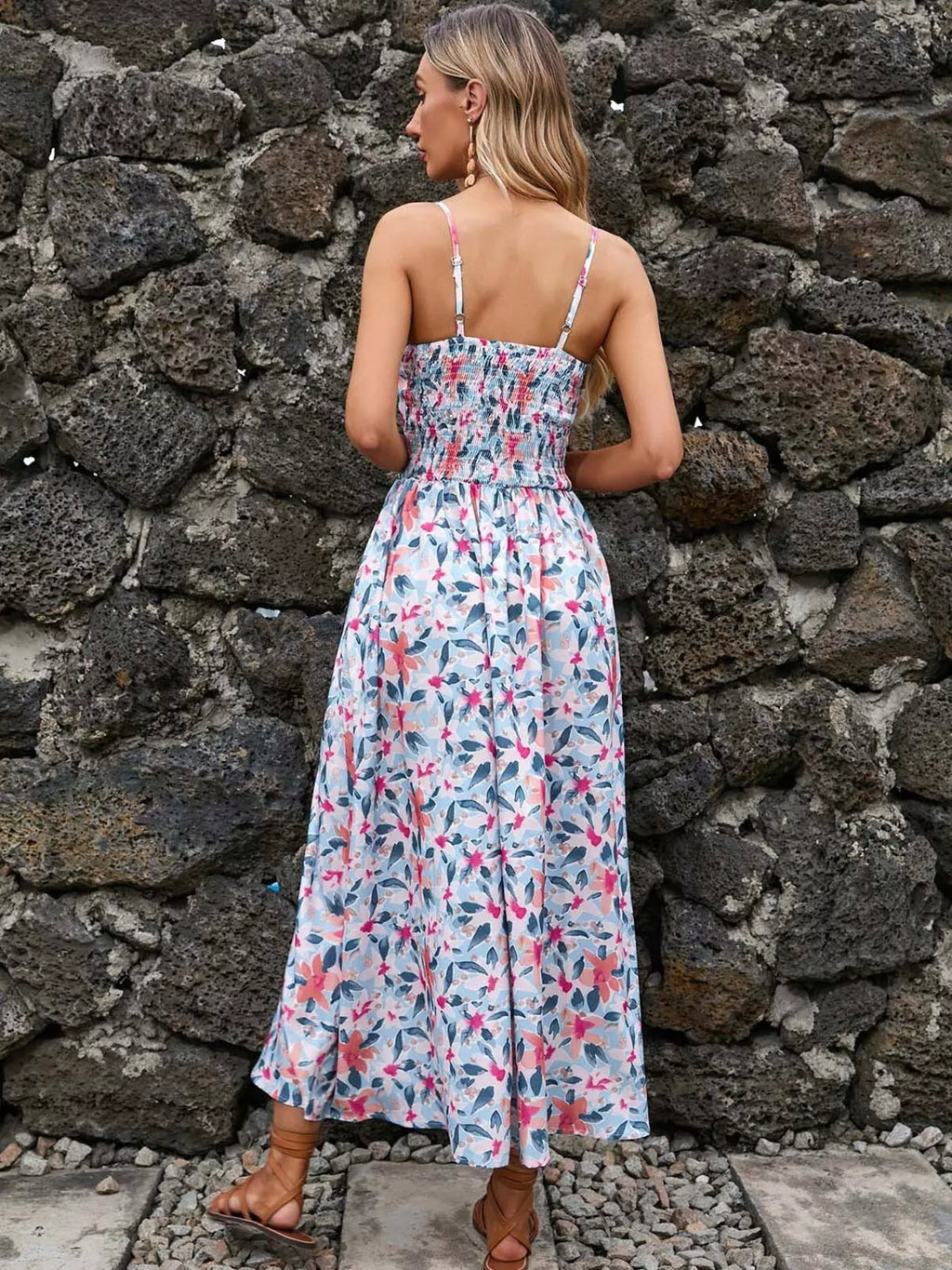 Paisley Print Spaghetti Strap Midi Dress