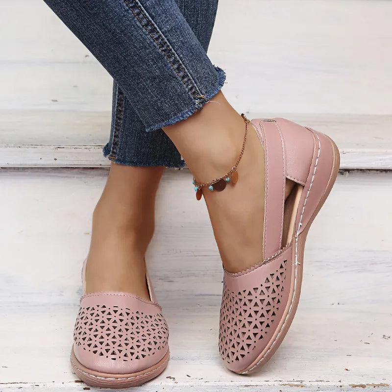 Cutout Round Toe Slip-Ons