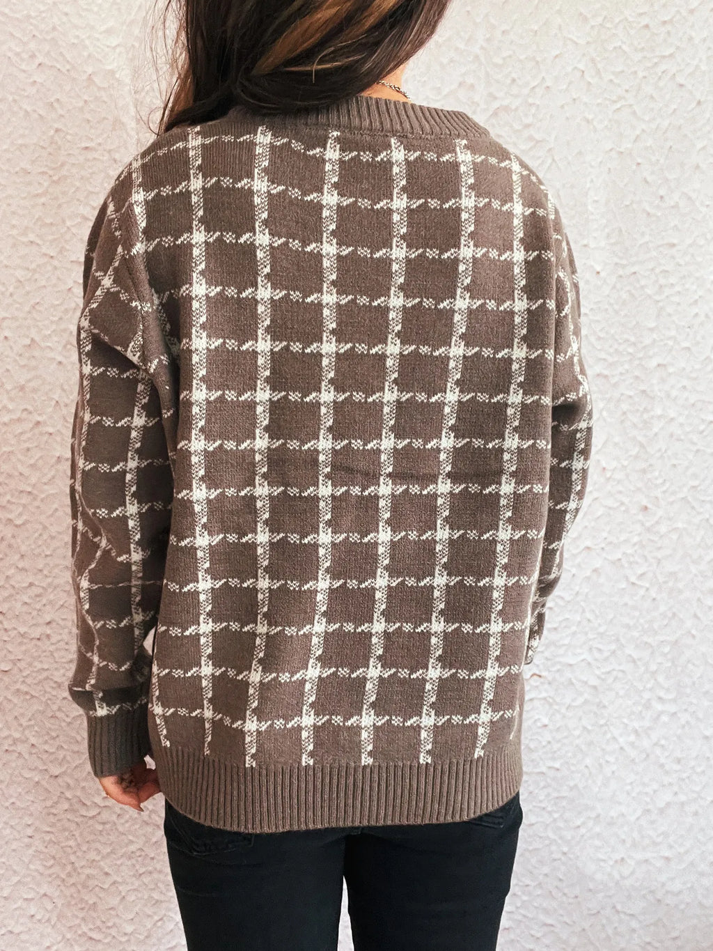 Plaid Pattern Zip Up Cardigan