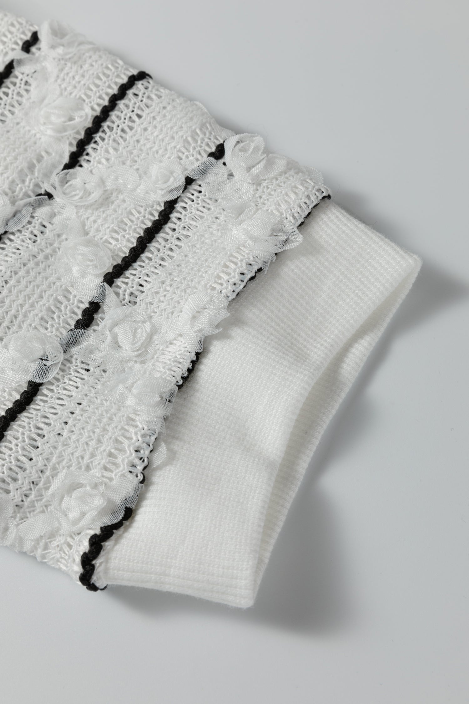 Stripe Patchwork Buttoned V-Neck Ribbed Knit Top