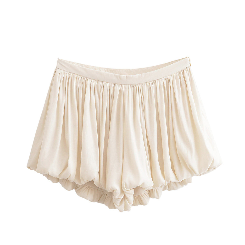 Folding balloon shaped flower bud shorts for women