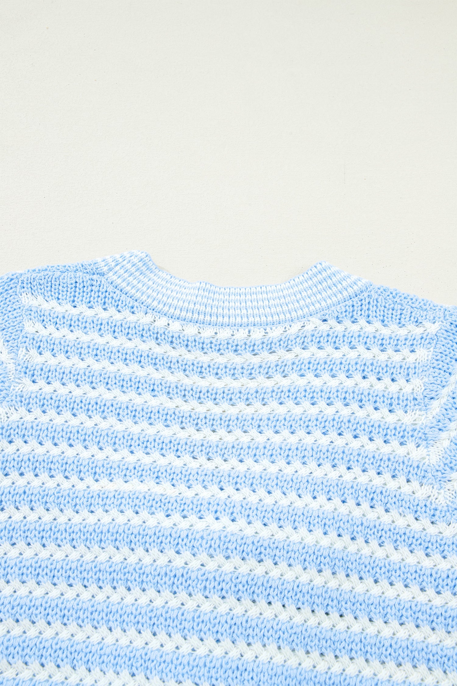 Stripe Bow Tie V-Neck Short Sleeve Sweater
