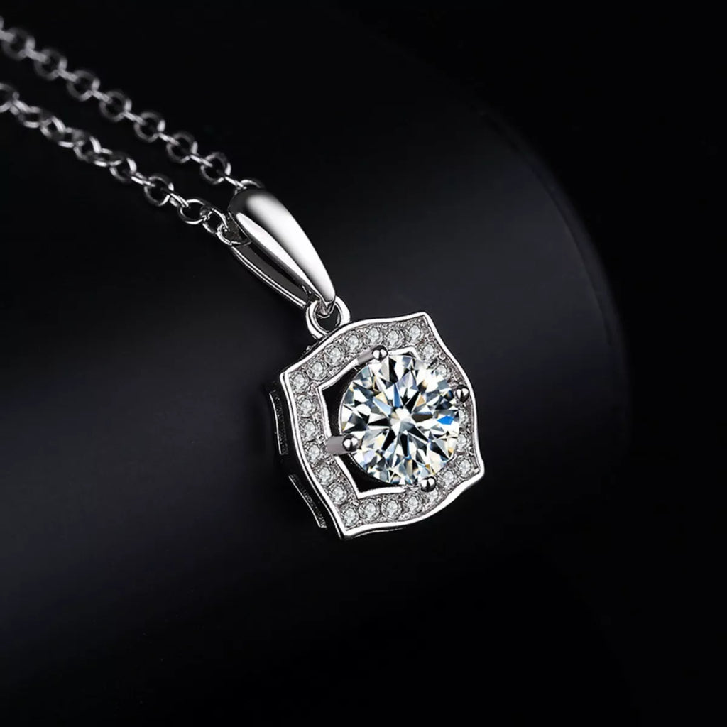 1 Carat Moissanite 925 Sterling Silver Necklace
