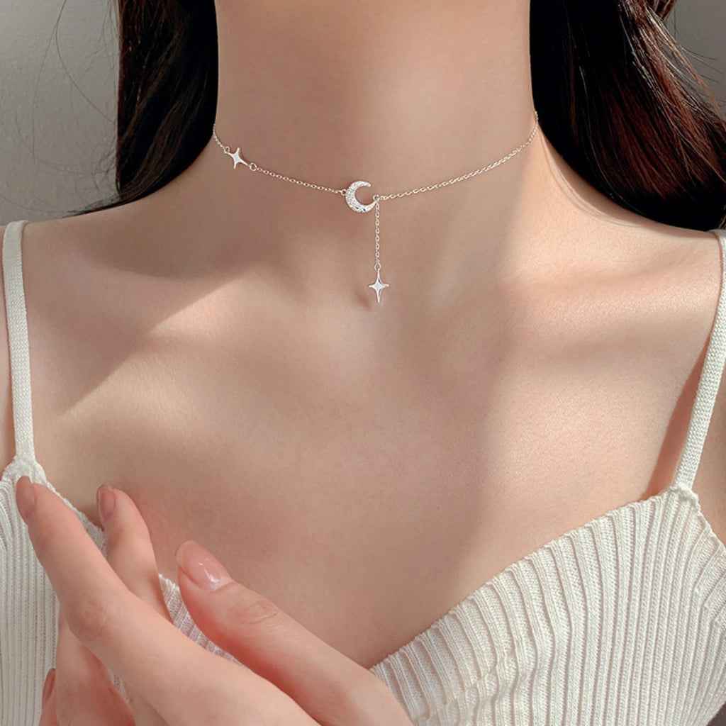 925 Sterling Silver Star Moon Necklace