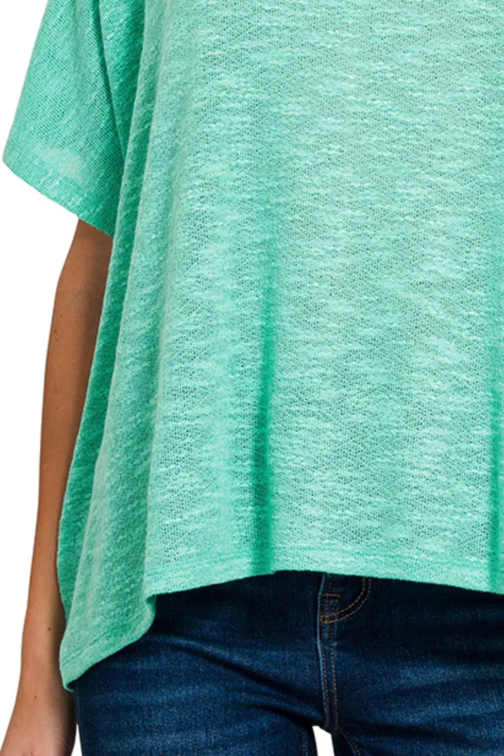 Zenana Oversized Slub Hacci Top with Pocket