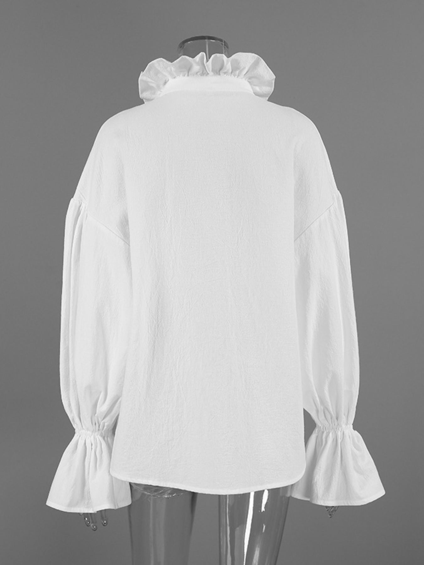 Notched Flounce Sleeve Blouse