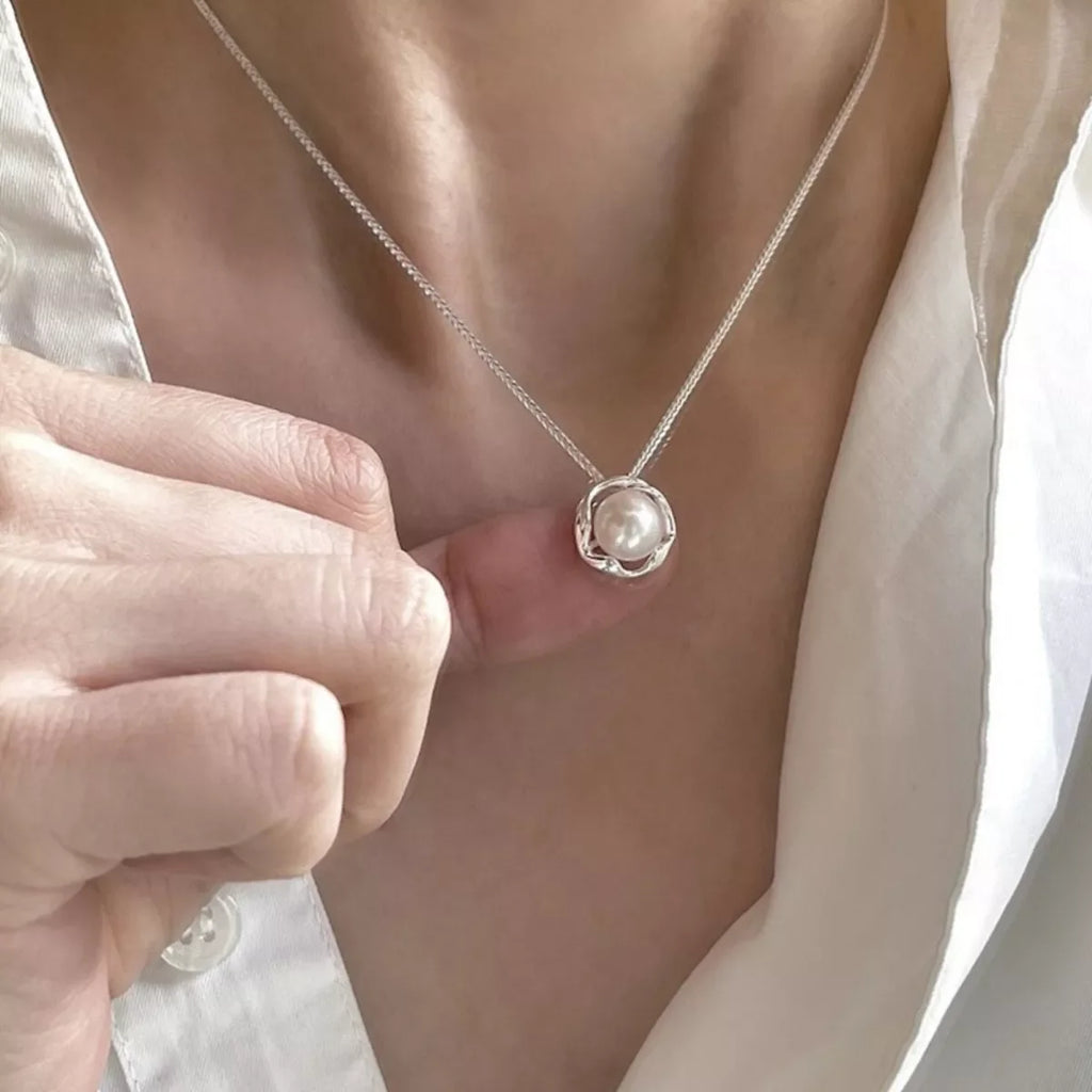 925 Sterling Silver Pearl Pendant Necklace