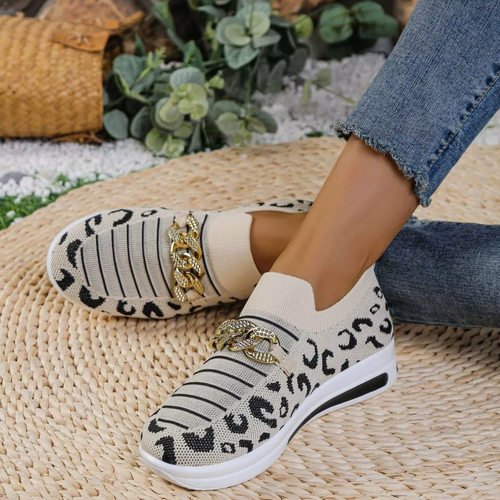 Leopard Round Toe Slip Ons