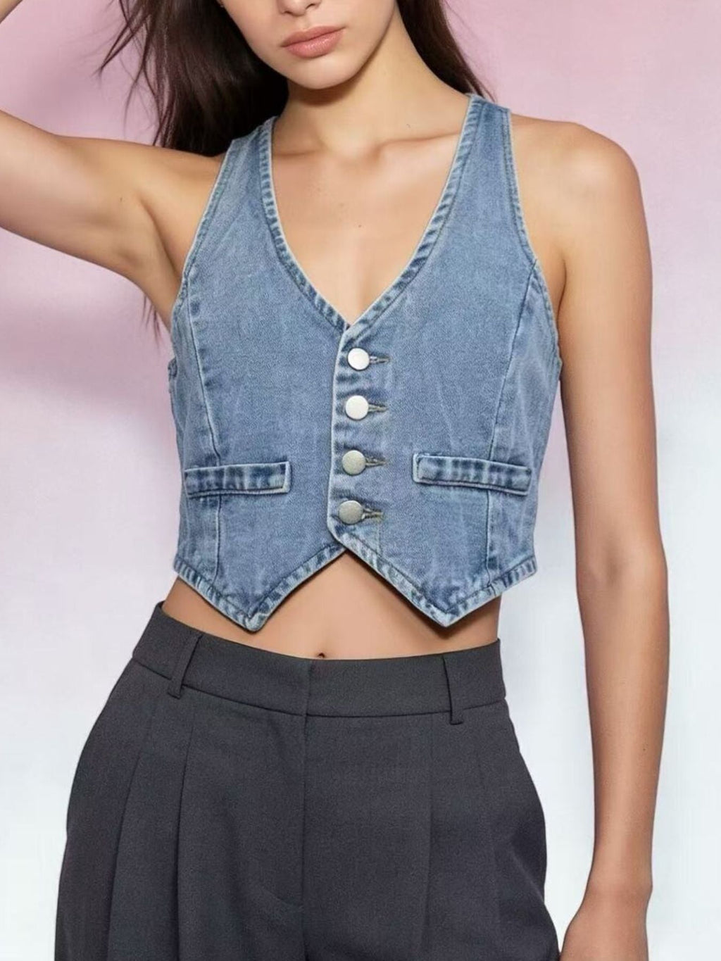 Button-Down Denim Vest