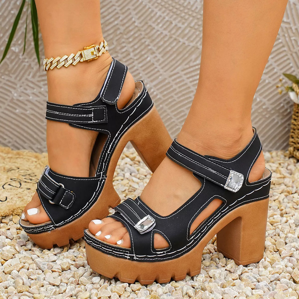 Open Toe Block Heels Sandals