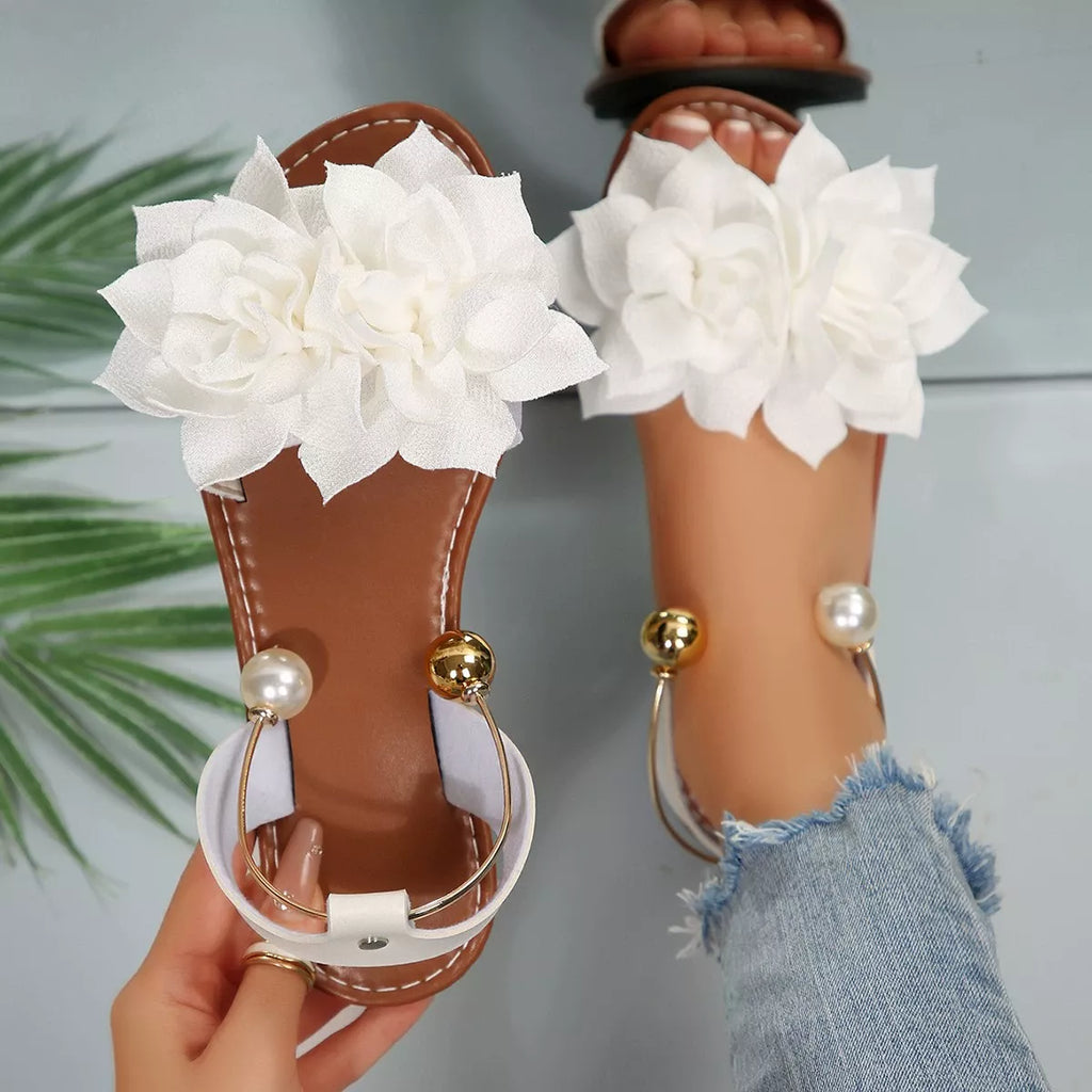 Floral Decor Flat Sandals