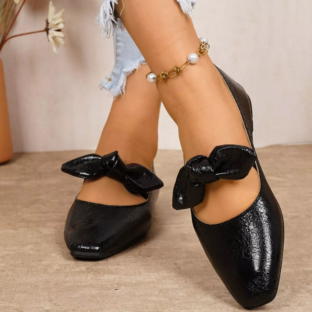 Bow Square Toe Slip-Ons