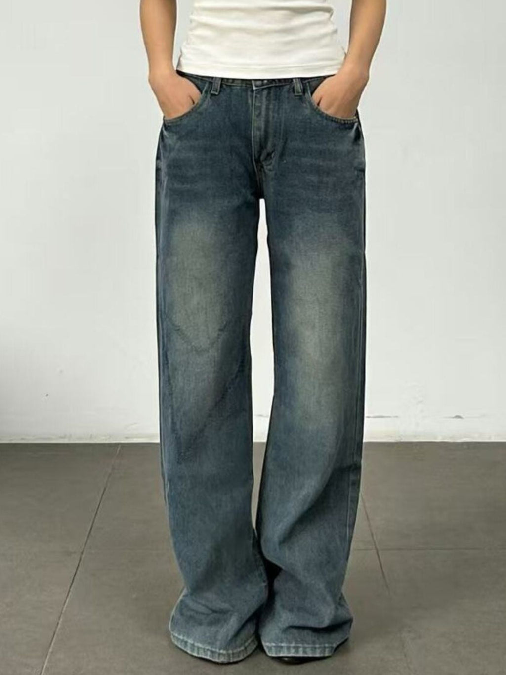 Vintage Wash Wide Leg Jeans