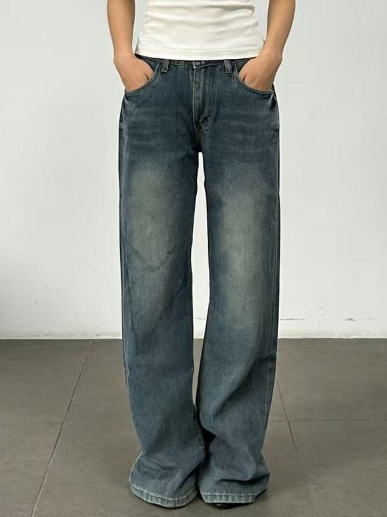 Vintage Wash Wide Leg Jeans