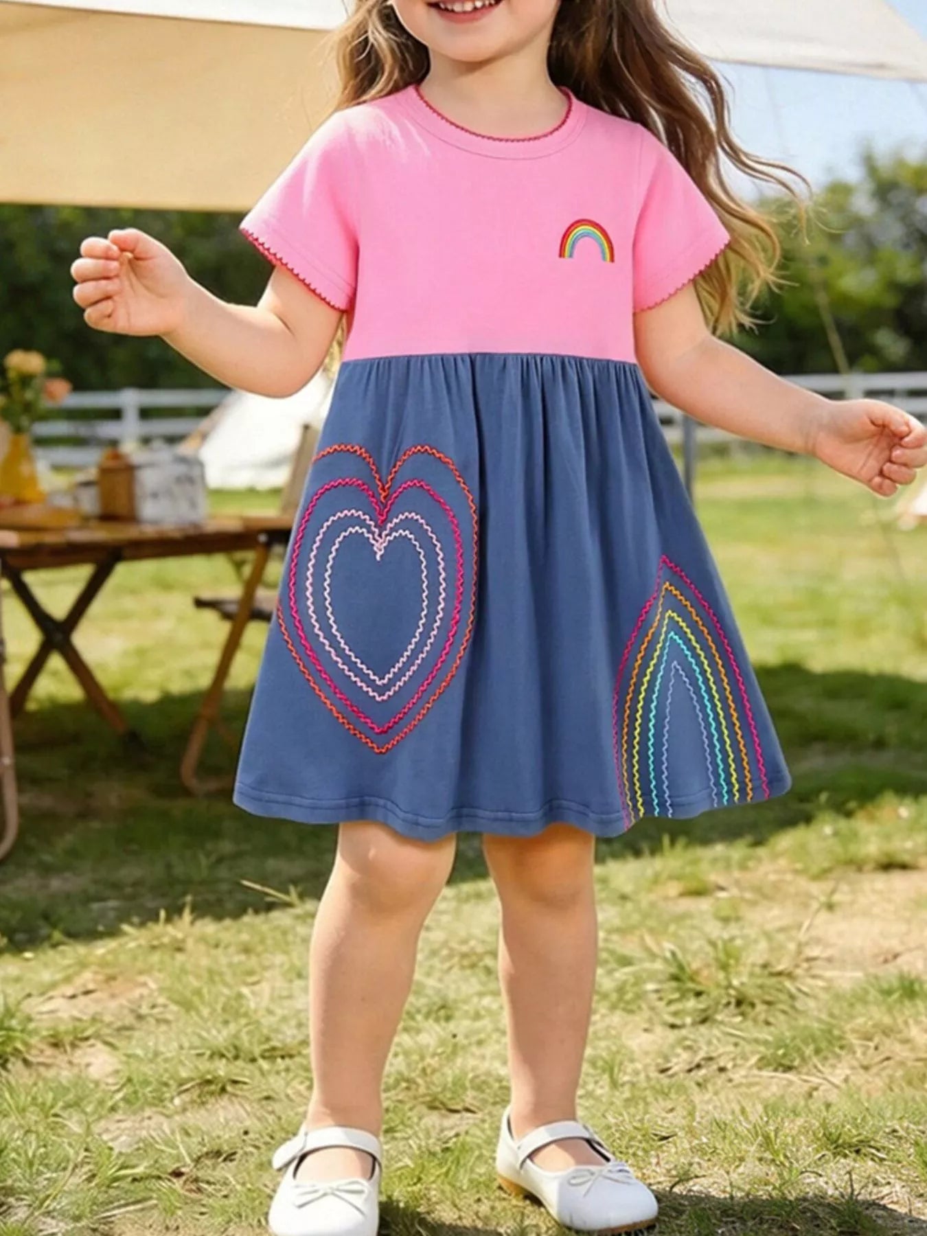 Children's Heart Embroidered Casual Dress