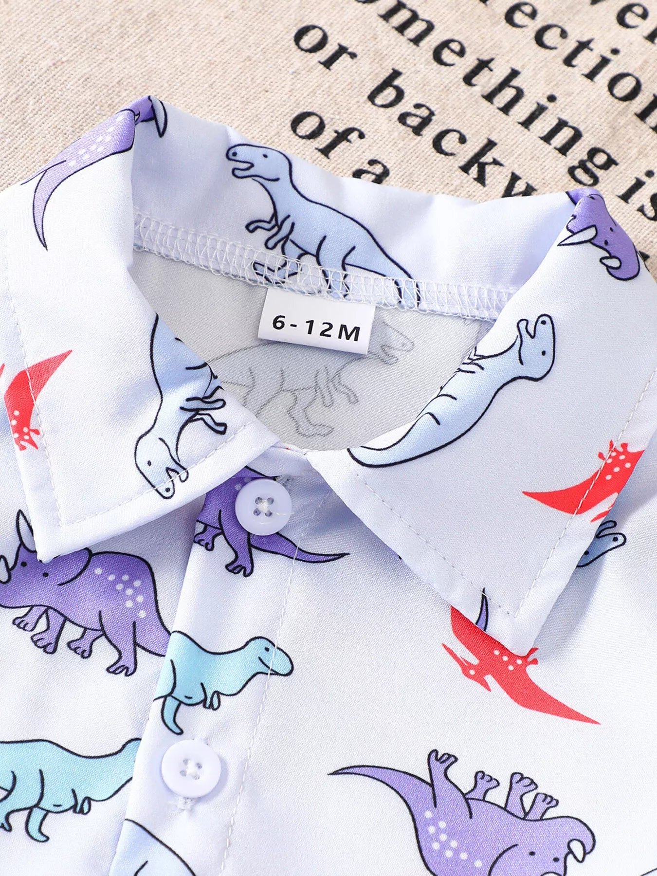 Children's Dinosaur Print Button-Up Shirt & Shorts Set