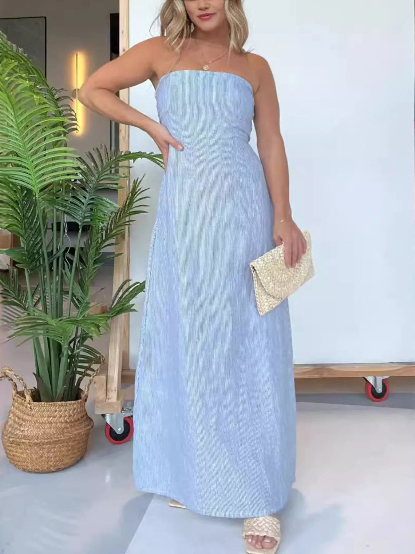 Full Size Strapless Casual Maxi Dress Plus Size