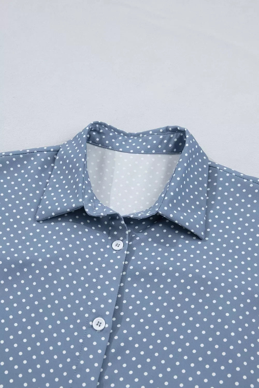 Dotted Print Cuffed Short Sleeve Shirt