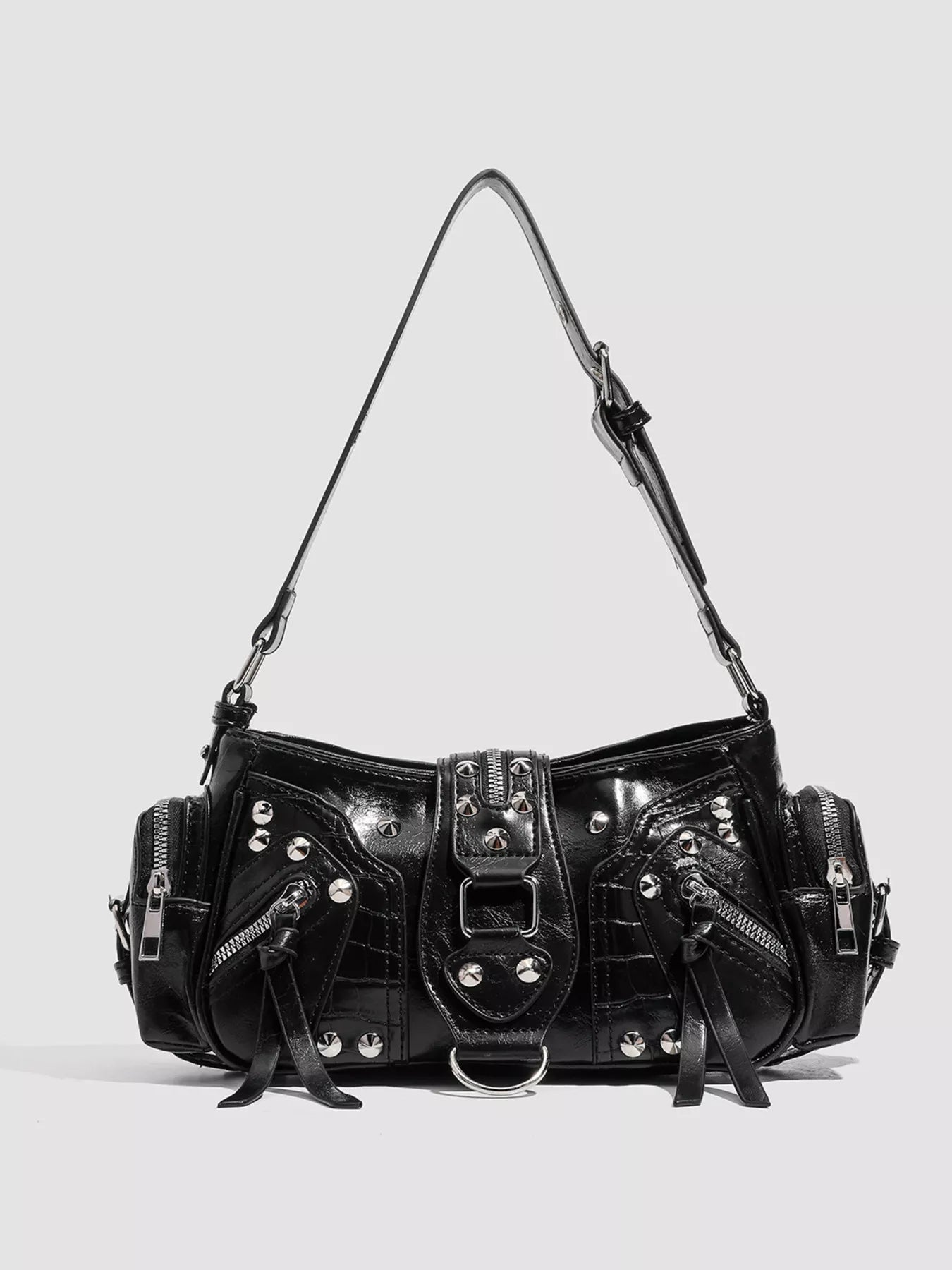 Rivet Embellished Shoulder Bag