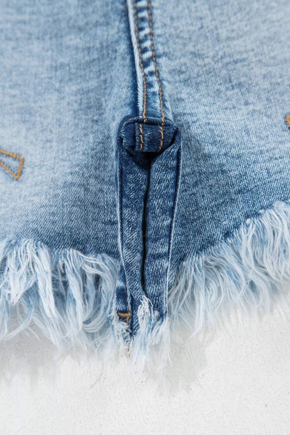 Western Embroidery Stud Denim Shorts