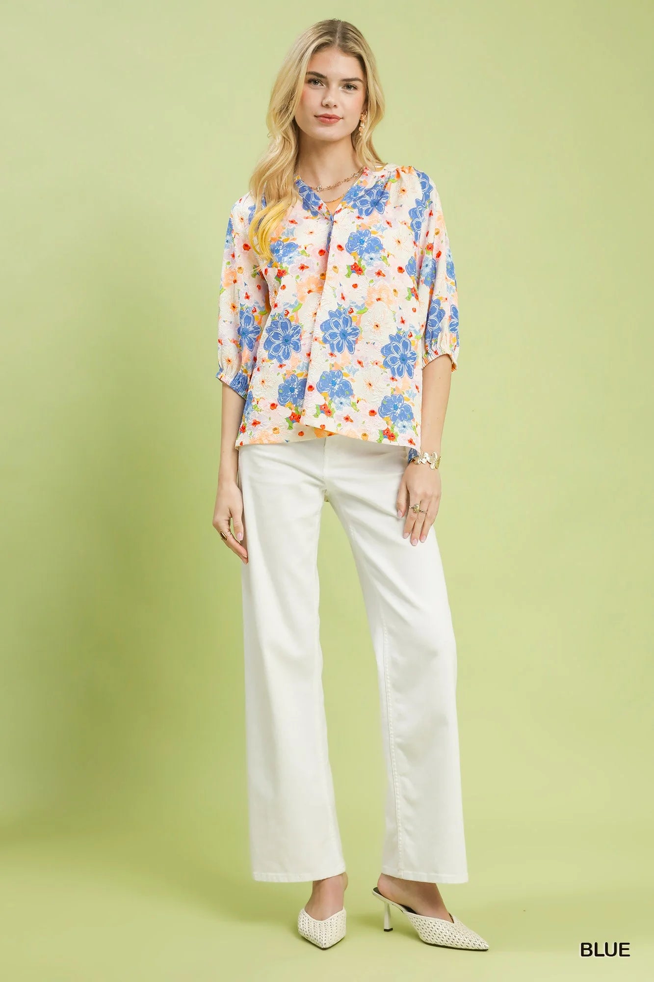 Umgee Mixed Floral Print Blouse