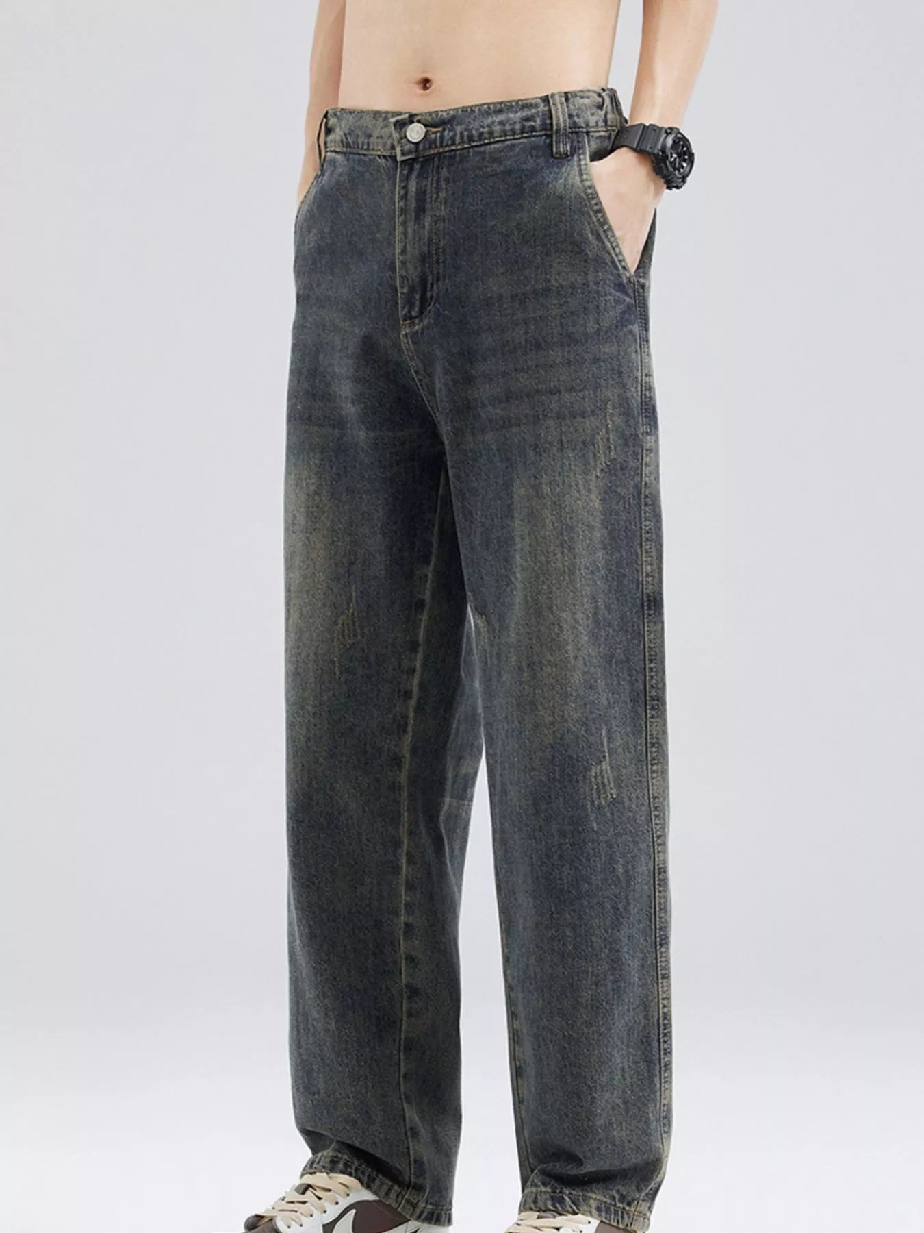 Men's Full Size Washed Relaxed Fit Jeans Plus Size