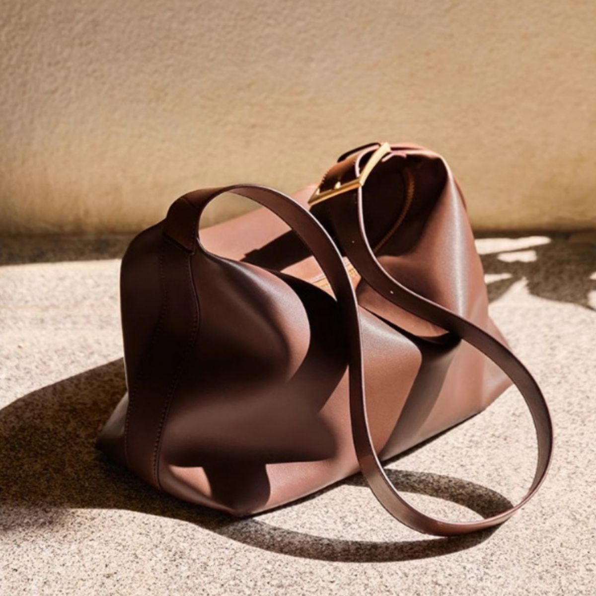Leather Buckle Shoulder Bag